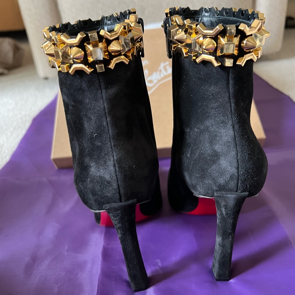 Christian Louboutin Asteroispikes Booty Embellished Suede Ankle Boots Booties - Picture 9 of 16